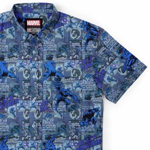 RSVLTS Panther Power KUNUFLEX Short Sleeve Shirt in Blue — front view