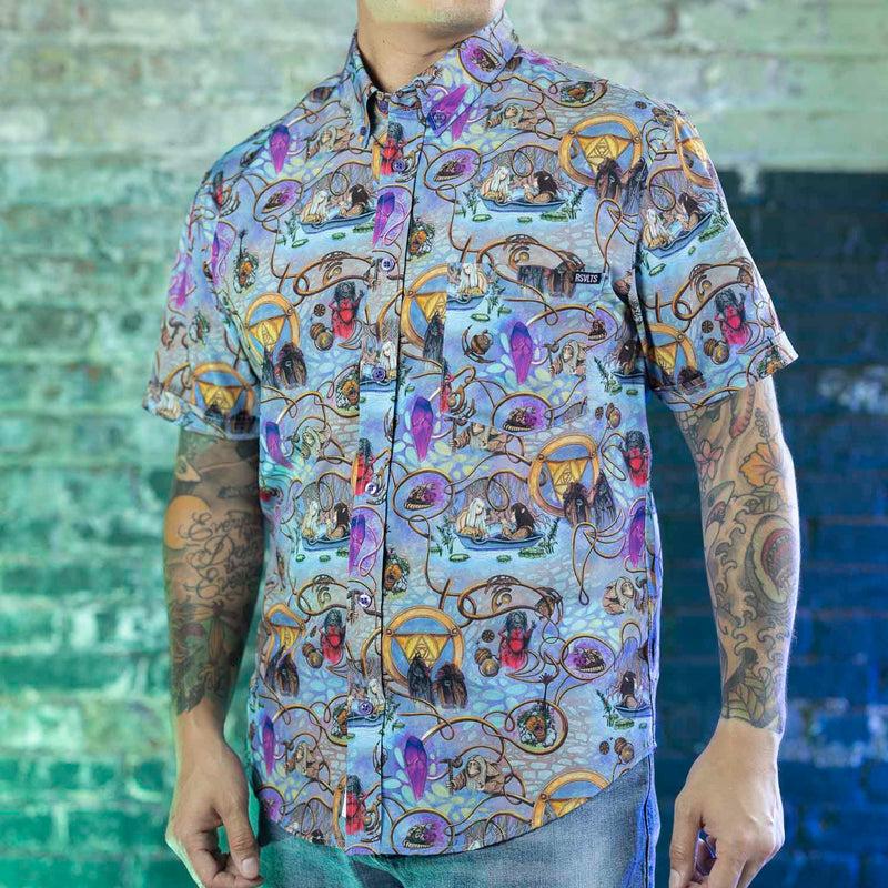RSVLTS Age of Wonder KUNUFLEX Short Sleeve Shirt in Blue — detail 7