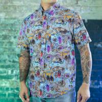 RSVLTS Age of Wonder KUNUFLEX Short Sleeve Shirt in Blue — detail 7