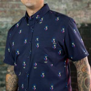 RSVLTS Ello! KUNUFLEX Short Sleeve Shirt in Blue — front view