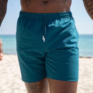 RSVLTS Chesapeake Bay Stretch Seersucker Hybrid Shorts in Blue — front view
