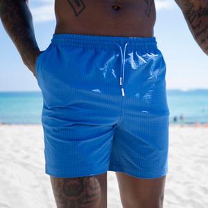 RSVLTS Regatta Stretch Seersucker Hybrid Shorts in Blue — front view