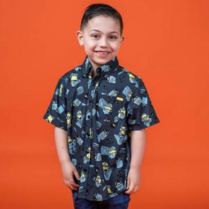 RSVLTS Minionmix Youth KUNUFLEX Short Sleeve Shirt in Blue — front view