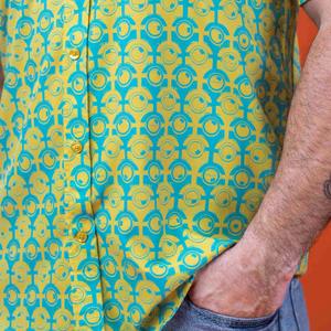 RSVLTS For Your Eye Only KUNUFLEX Short Sleeve Shirt in Blue — front view
