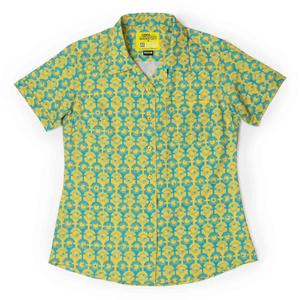 RSVLTS For Your Eye Only Women's KUNUFLEX Short Sleeve Shirt in Blue — front view