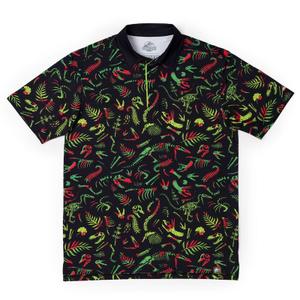 RSVLTS Fossil Records All-Day Polo in Black — front view