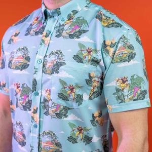 RSVLTS Savage Land KUNUFLEX Short Sleeve Shirt in Blue — front view