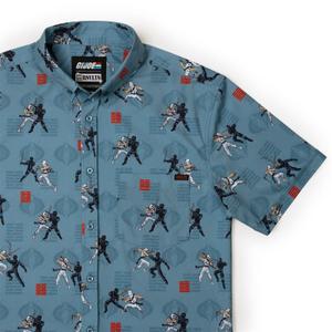 RSVLTS Arashikage Showdown KUNUFLEX Short Sleeve Shirt in Blue — front view