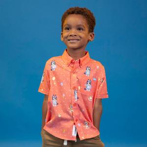 RSVLTS Don't Let It Melt Preschool KUNUFLEX Short Sleeve Shirt in Orange — front view