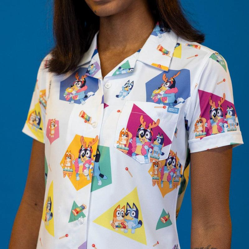 RSVLTS Magic Xylophone Women's KUNUFLEX Short Sleeve Shirt in Multicolor — detail 4