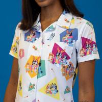 RSVLTS Magic Xylophone Women's KUNUFLEX Short Sleeve Shirt in Multicolor — detail 4