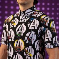 RSVLTS A Is for Avengers KUNUFLEX Short Sleeve Shirt in Black — front view