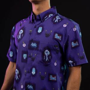 RSVLTS Ghostly Gallery KUNUFLEX Short Sleeve Shirt in Purple — front view
