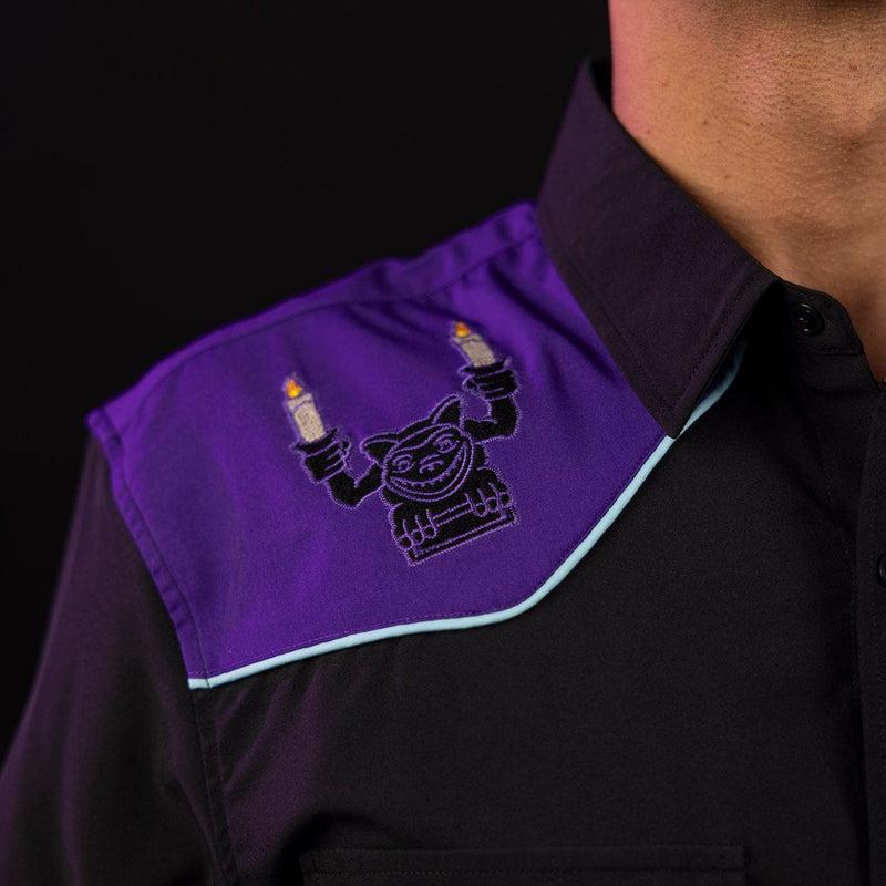 RSVLTS Fright This Way Roper Short Sleeve Shirt in Black — detail 6