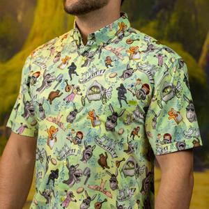 RSVLTS Duloc and Roll KUNUFLEX Short Sleeve Shirt in Green — front view