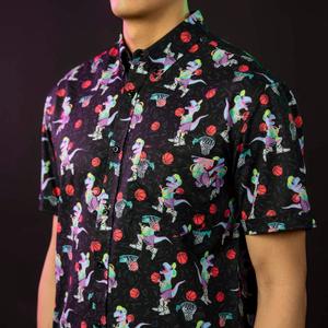 RSVLTS Dino Dunks KUNUFLEX Short Sleeve Shirt in Black — front view