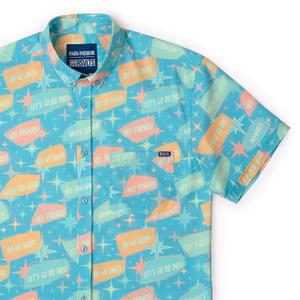 RSVLTS Phrasing Mr. Morrow KUNUFLEX Short Sleeve Shirt in Blue — front view