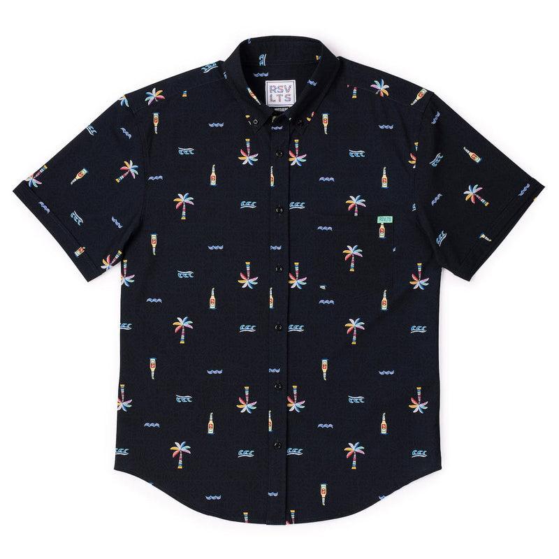 RSVLTS Cabana Nights KUNUFLEX Short Sleeve Shirt in Black — detail 2
