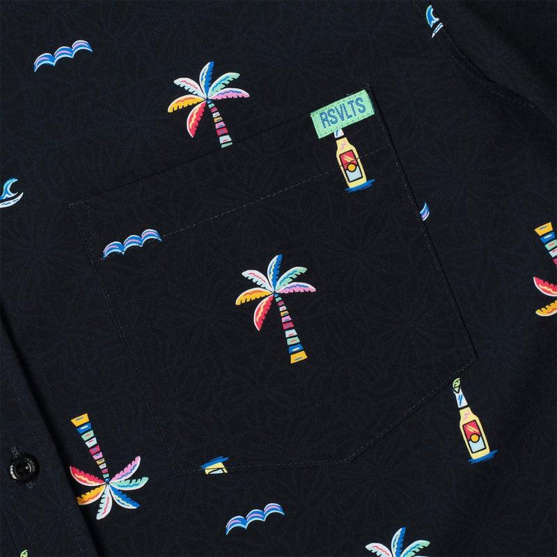 RSVLTS Cabana Nights KUNUFLEX Short Sleeve Shirt in Black — detail 3