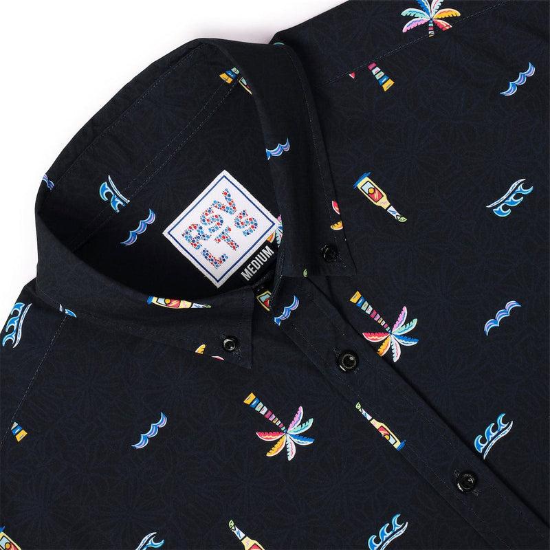 RSVLTS Cabana Nights KUNUFLEX Short Sleeve Shirt in Black — detail 4