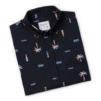 RSVLTS Cabana Nights KUNUFLEX Short Sleeve Shirt in Black — detail 6