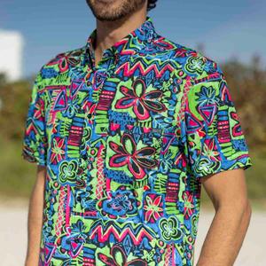 RSVLTS Reef Riot KUNUFLEX Short Sleeve Shirt in Multicolor — front view