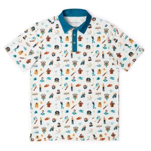 RSVLTS Happy Things All-Day Polo in White — front view