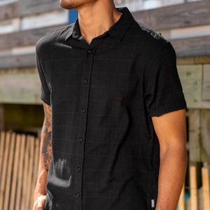 RSVLTS Obsidian Black Bamboo Short Sleeve Shirt in Black — front view