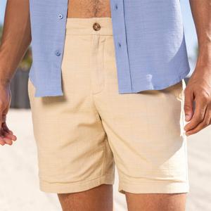 RSVLTS Khaki Bamboo Resort Shorts in Brown — front view