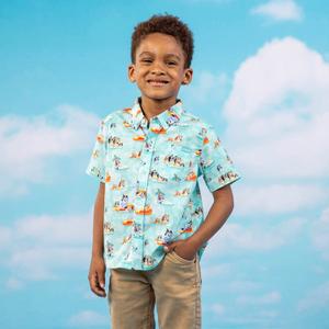 RSVLTS Everybody in the Pool Youth KUNUFLEX Short Sleeve Shirt in Green — front view