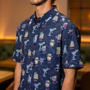 RSVLTS Let's All Go to the Lobby Bar KUNUFLEX Short Sleeve Shirt in Blue — front view