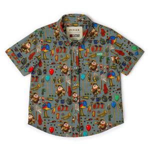 RSVLTS The Wilderness Must Be Explored Preschool KUNUFLEX Short Sleeve Shirt in Gray — front view