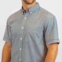 RSVLTS Quantum Quilt KUNUFLEX Short Sleeve Shirt in Green — front view