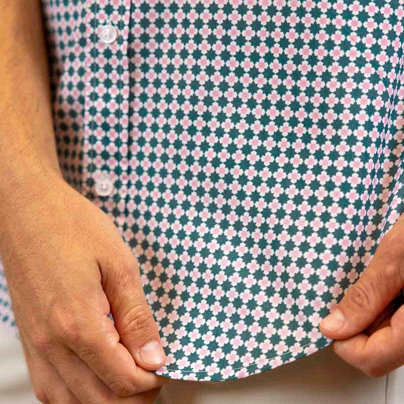 RSVLTS Quantum Quilt KUNUFLEX Short Sleeve Shirt in Green — detail 2