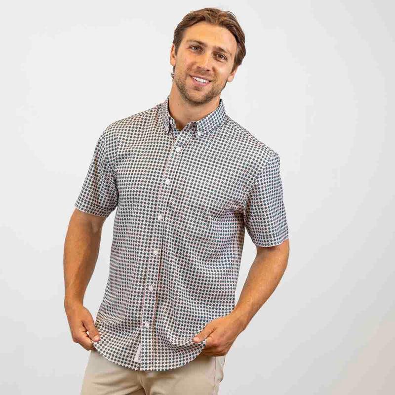 RSVLTS Quantum Quilt KUNUFLEX Short Sleeve Shirt in Green — detail 3