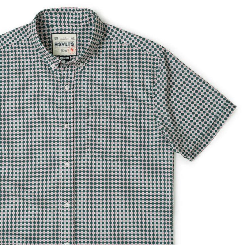 RSVLTS Quantum Quilt KUNUFLEX Short Sleeve Shirt in Green — detail 4