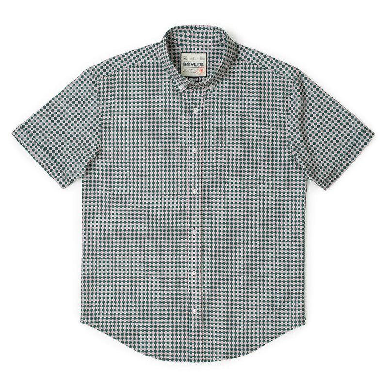 RSVLTS Quantum Quilt KUNUFLEX Short Sleeve Shirt in Green — detail 5