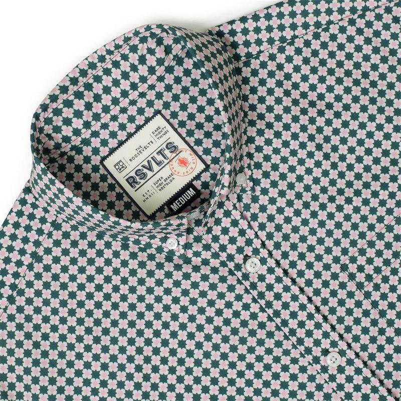 RSVLTS Quantum Quilt KUNUFLEX Short Sleeve Shirt in Green — detail 7
