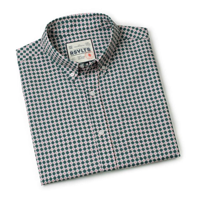 RSVLTS Quantum Quilt KUNUFLEX Short Sleeve Shirt in Green — detail 8