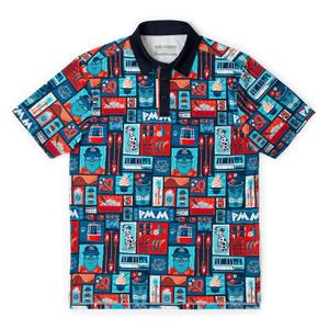 RSVLTS Hey, Friends All-Day Polo in Blue — front view