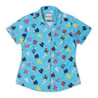 RSVLTS Kunu Pops Women's KUNUFLEX Short Sleeve Shirt in Blue — front view
