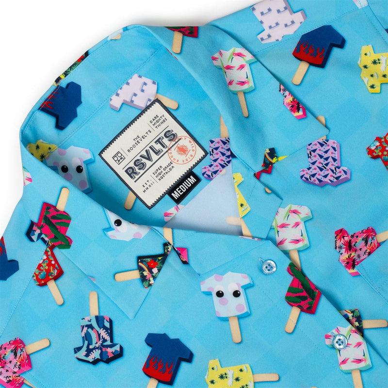 RSVLTS Kunu Pops Women's KUNUFLEX Short Sleeve Shirt in Blue — detail 3