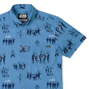 RSVLTS A Hard Day's Node KUNUFLEX Short Sleeve Shirt in Blue — front view