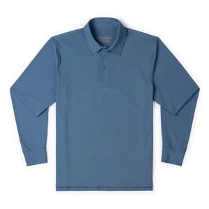 RSVLTS Seafarer Commuter Long Sleeve Polo in Blue — front view
