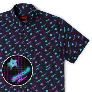 RSVLTS Battle of Starcourt KUNUFLEX Short Sleeve Shirt in Black — front view