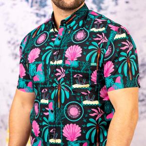RSVLTS Miami Vibes KUNUFLEX Short Sleeve Shirt in Multicolor — front view