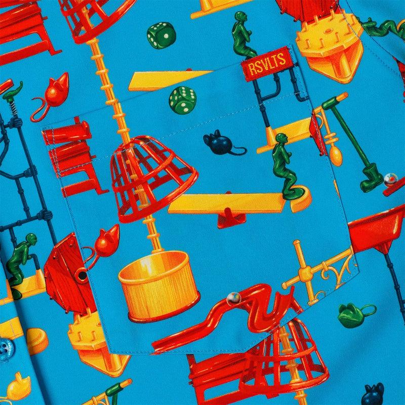 RSVLTS Crazy Contraption KUNUFLEX Short Sleeve Shirt in Blue — detail 2