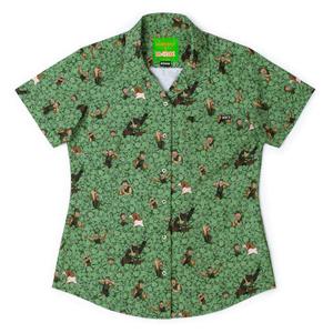 RSVLTS My Cabbages! Women's KUNUFLEX Short Sleeve Shirt in Green — front view