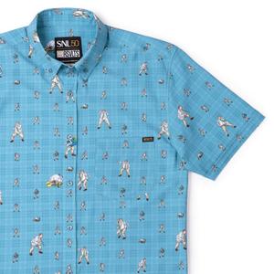 RSVLTS Down by the River KUNUFLEX Short Sleeve Shirt in Blue — front view