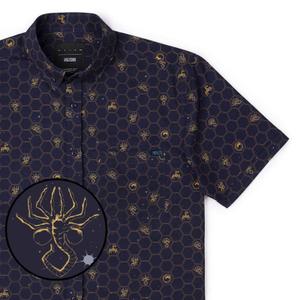RSVLTS Stages of Fear KUNUFLEX Short Sleeve Shirt in Blue — front view
